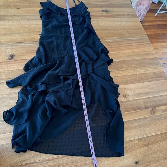 Rumored Tiered Flowy Midi Dress Ruffle Romantic Delicate Prom Womens XS/S Black - Picture 14 of 16